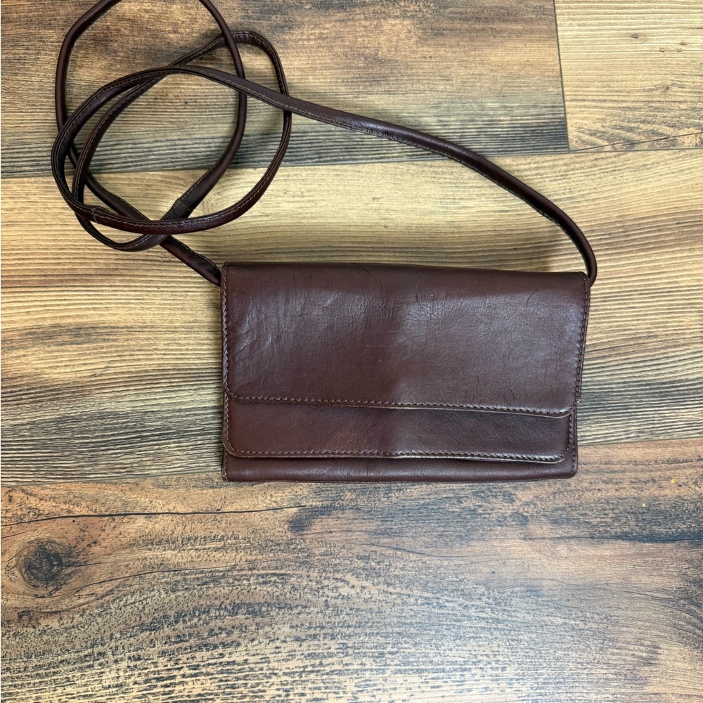 VTG HOBO international  Brown Leather Y2K Crossbody Bag